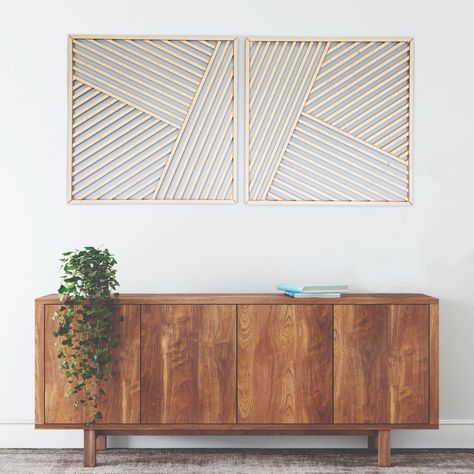 Abstract Lines (Set of 2) - Wood Wall Art Abstract Lines wood wall art is a custom design that is sure to look fantastic in any room that you hang it in. All of our wall art is handcrafted in Orange County, California. Material: We make our wood wall art panels from 3/4" thick sustainably sourced hardwood veneer and re Sculptural Wall Art, Wall Art Panels, Art Panels, Orange County California, Plaster Art, Panel Wall Art, Wood Panel Walls, Wall Sculpture Art, Wall Art Abstract