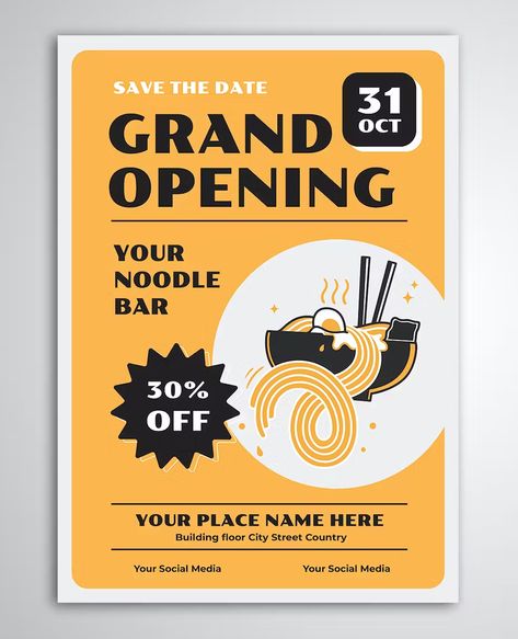 Grand Opening Business Flyer PSD Design Grand Opening Email Design, Grand Opening Restaurant Poster, Grand Opening Poster Design Ideas, Opening Flyer Design, Grand Opening Poster, Grand Opening Flyer, Flyers Ideas, Store Flyers, Restaurant Poster