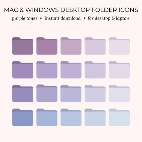 Desktop Icons for Mac and Windows Desktop and Laptop Wallpaper, Computer Folder Icons, Purple Folder Icons for Digital Organization - Etsy plannerorganizationideas #horizontalplanner📗 Purple Folder Icon, Computer Folder Icons, Mac Aesthetic, Canva Inspiration, Aesthetic Screen, Windows Icons, Folder Icons For Mac, Computer Desktop Backgrounds, Palettes Color