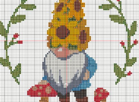 The Sims 4: Download the Flower Gnome Cross-Stitch Pattern Sims Cross Stitch, The Sims 4 Cottage Living, Sims 4 Cottage Living, Sims 4 Cottage, Cross Stitch Sunflower, Flower Gnome, Sims 4 Download, First Draft, The Sims 4 Download