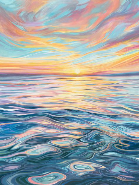 The pools of light and spilling reflections of a sunset will forever be my muse. So much of my work comes from the moments that inspire curiosity and bring me peace. I’m fortunate that people connect with my work, and that it can provide feelings of peace and renewal for them as well. I knew this painting was complete when my husband Greg saw it and said "Wow, I want to drink this one." This original is acrylic on canvas, with a clear protective finish. Painted in August of 2023. Gold Canvas, Biodegradable Plastic, Mailing Envelopes, Ocean Painting, Liquid Gold, Ap Art, Gifts For Art Lovers, Water Painting, Painting Inspiration