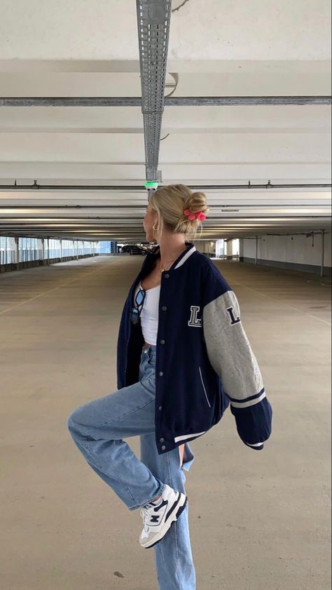 Tomgirl Outfit, Tomgirl Outfits, Letterman Jacket Outfit, Baseball Jacket Outfit, Senior Jackets, Varsity Jacket Outfit, Amanda Marie, Girls Attire, Jacket Outfit Women