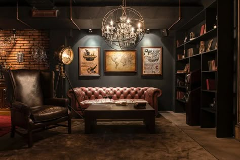 Gentlemans Room, Zigarren Lounges, Bar Lounge Room, Speakeasy Decor, Whiskey Lounge, Casa Garage, Bourbon Room, Home Office Man Cave, Whiskey Room