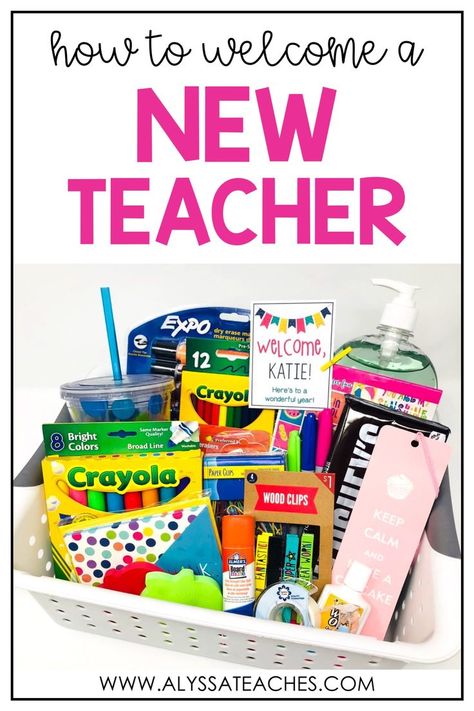 Are you a mentor teacher wondering how to welcome a new teacher to your team this school year? Click through for some ideas! New Teacher Welcome Basket, Student Teacher Welcome Gift, Welcome Back To School Gifts For Staff, Welcome New Teachers, Mentor Teacher Gifts, Decorating Classroom, Team Treats, Mentor Mentee, Mentor Teacher