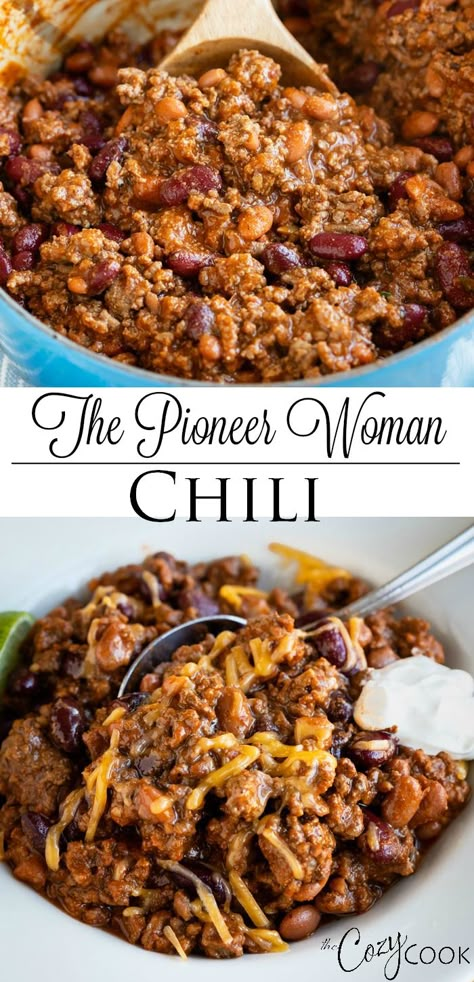 Pioneer Woman Recipes Chili, Pioneer Women Chilli Recipe, Pioneer Woman Chilli Recipes, Deer Chili Recipe Instant Pot, Pioneer Woman Chilli, Cowboy Chili Recipe Pioneer Woman, Ground Beef Chili Recipe Crockpot, Hamburger Chili Recipe Ground Beef, Cowboy Chilli Recipes