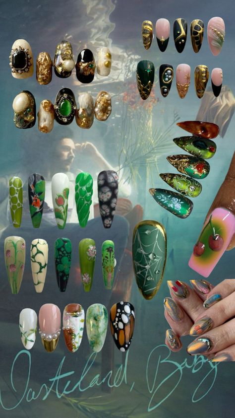 Hozier Nail Art, Hozier Nails Ideas, Hobbit Nails, Hozier Nails, Lord Of The Rings Nails, Shrek Nails, Wacky Nails, Hozier Concert, Custom Nails