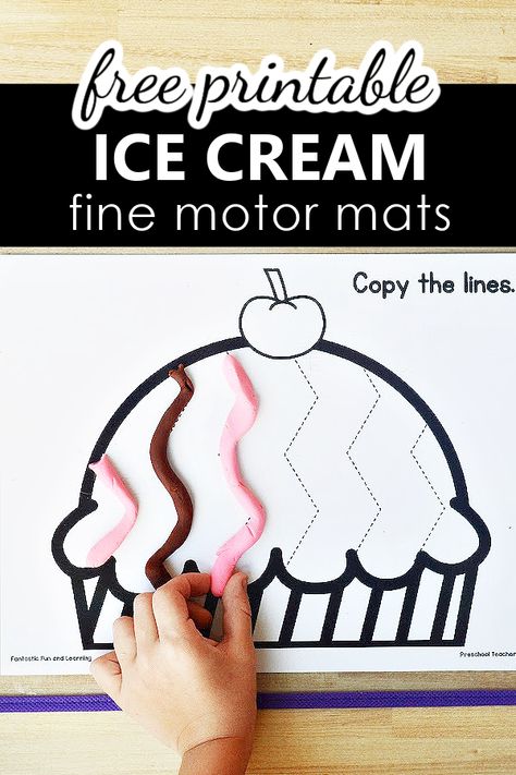 Sweet Treats Preschool Activities, Ice Cream Activities For Preschool, Fine Motor Play, Printable Ice Cream, Learning Centers Preschool, Educational Activities For Toddlers, Stem Activities Preschool, Summer Preschool Activities, Ice Cream Crafts