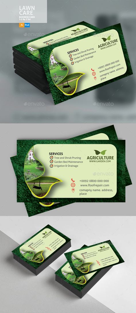 Lawn Care Business Cards, Landscaping Business Cards, Zazzle Business Cards, Agriculture Business, Examples Of Business Cards, Lawn Care Business, Make Business Cards, Business Card Template Psd, Free Business Card Templates