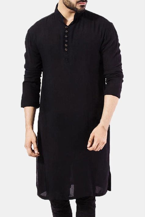 Occasion: Casual, Daily Color: Black, Navy Size: M, L, XL, 2XL, 3XL Collar: Stand Collar Material: Cotton Sleeves Length: Long Sleeve Thickness: Moderate Season: Summer Design Element: Button Fit Type: Regular Package included: 1*T-Shirt Please Note: 1.Please see the Size Reference to find the correct size Pathani For Men, Ethnic Suit, Indian Kurta, Kurta Pajama, Long Sleeve Tops Casual, Grey Light, Casual Design, Fashion Website, Long Sleeve Pyjamas