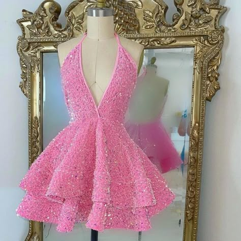 Dresses | Baby Doll Dress | Poshmark Pink Glitter Birthday Dress, Pink Dress Sweet 16 Short, Riah Marie Designs, Pink Glitter Dresses, 8th Grade Prom Dresses Formal, Prom Dresses Pink Short, Sweet 16 Birthday Dresses Pink, Cute Dresses For Party Sweet 16, Pink Birthday Dress Ideas