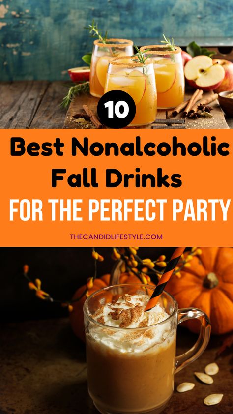 Best Nonalcoholic Fall Drinks Fall Refreshment Ideas, Fall Party Adults, Virgin Fall Drinks, Autumn Drinks Nonalcoholic, Easy Fall Drinks Nonalcoholic, Hot Fall Drinks Nonalcoholic, Fall Drink Recipes Nonalcoholic, Drinks For Party Nonalcoholic, Fall Non Alcoholic Drinks