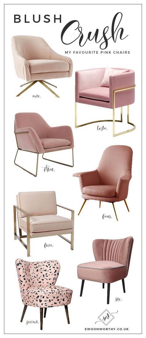 Blush Pink Chair, Pink Chairs, Pink Ideas, Dekorasi Kamar Tidur, Pink Chair, Design Case, Room Chairs, Living Room Interior, 인테리어 디자인