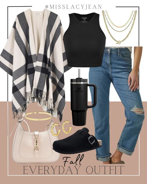 Amazon fall outfit includes distressed jeans, black tank, plaid shawl, gold jewelry, black mules, and handbag. Fall outfit, looks for less, everyday outfit, fall finds Comment OUTFIT below to receive a DM with the link to shop this post on my LTK ⬇ https://liketk.it/4SGdw #ltkstyletip #ltkfindsunder100 #ltkshoecrush Plaid Shawl, Outfit Looks, Black Mules, Jewelry Black, Outfit Fall, Everyday Outfit, Black Tank, Jeans Black, Fall Outfit