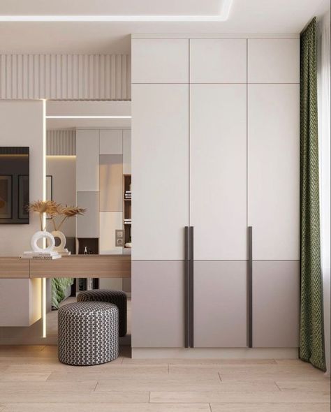 Ac Above Wardrobe, Wardrobe Dresser Design, Wardrobe With Dresser Designs, Shutter Wardrobe Designs, 5 Door Wardrobe Design, Bedroom Cupboards Modern, Wardrobe Shutter Design Modern, Wardrobe With Dresser, Wardrobe Design Bedroom Modern