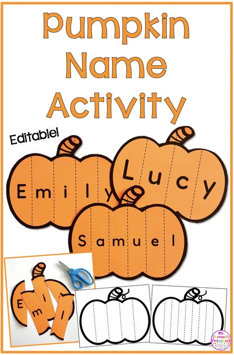 Pumpkin Name Craft, Pumpkin Activities Preschool, Pumpkin Activity, Pumpkin Lessons, Name Activities Preschool, Pumpkins Preschool, Name Activity, Halloween Lesson, Preschool Names