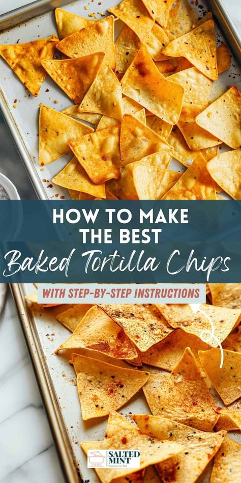 Transform leftover tortillas into crispy, homemade tortilla chips with this simple, healthy recipe. Perfect for Super Bowl snacks or as a nutritious addition to any party, these baked chips made from whole grain flour or corn tortillas are a budget-friendly way to enjoy a delicious, DIY snack. Enjoy healthier, flavorful chips and dips without the store-bought cost! My easy recipe can be made in an oven or air fryer! Homemade Tortilla Chips From Scratch, Home Made Corn Chips, Homemade Fritos Corn Chips, Diy Nachos, Homemade Corn Chips, Homemade Corn Tortilla Chips, Corn Chips Recipe, Healthy Tortilla Chips, Finger Chips