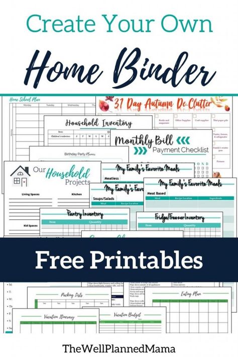 New Home Binder Free Printables, House Management Printables, Family Binder Free Printables Emergency Preparedness, Family Binder Ideas, Life Planning Binder, Home Budget Printables Free, Free Home Organization Printables, Organize Your Life With Binders, Emergency Preparedness Binder Free Printables