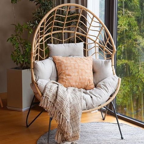 Amazon.com: Grand patio Boho Stationary Wicker Egg Chair, Outdoor Wicker Nordic Oversized Egg Chairs with Cushion Backyard Back Porch, Tan : Patio, Lawn & Garden Wicker Egg Chair, Boho Outdoor, Loungers Chair, Patio Dining Chairs, Outdoor Wicker, Egg Chair, Patio Furniture Sets, Wicker Chair, My New Room