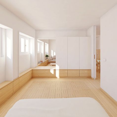 Aurora Arquitectos – Taipas Building Minimal House Design Interior, Modern Japanese Interior, Muji Home, Grey Interior Design, Minimal Interior Design, Japanese Interior Design, Interior Minimalista, Minimal House Design, Built In Furniture