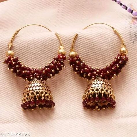 Bollywood style ethnic Maroon Color Oxidized Hoop Jhumka Earrings for Women Alloy Jhumki Earring, Drops & Danglers, Chandbali Earring, Earring Set Base Metal: Alloy Plating: Gold Plated Sizing: Non-Adjustable Stone Type: Artificial Stones & Beads Type: Jhumkhas Net Quantity (N): 1 Price/-290 #wholesale #Fashion #indianwedding #newcollection #zubiyacollections Hoop Jhumka Earrings, Hoop Jhumka, Maroon Earrings, Artificial Earrings, Latest Earrings Design, Earrings Jhumka, Pearl Earrings Designs, Kundan Bangles, Diamond Jewelry Set