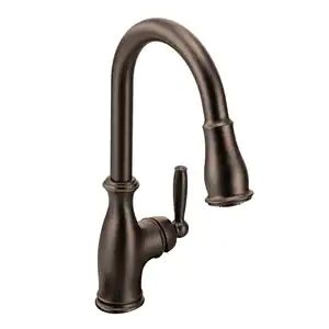 Moen Brantford™ Single Lever Handle Pull Down Bar Faucet with Power Clean and Reflex Technology in Oil Rubbed Bronze - 5985ORB - Ferguson Oil Rubbed Bronze Kitchen Faucet, Oil Rubbed Bronze Kitchen, Traditional Kitchen Faucets, Bronze Kitchen Faucet, Rubbed Bronze Kitchen, High Arc Kitchen Faucet, Moen Kitchen Faucet, Touchless Kitchen Faucet, Bronze Kitchen