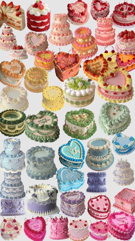 Vintage Birthday Cake, Victorian Cakes, Bolo Vintage, Vintage Birthday Cakes, Vintage Cakes, Heart Cakes, Cute Baking, Cakes And Cupcakes, Fake Cake