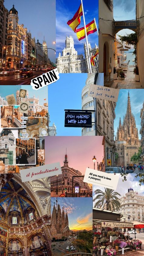 Spain Views Beautiful, 2025 Moodboard Aesthetic, Study Abroad Spain Aesthetic, Aesthetic Spain Pictures, Travel Aesthetic Spain, Spain Flag Aesthetic, Spain Vision Board, Spain Trip Aesthetic, Madrid Spain Aesthetic Wallpaper