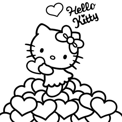 Hello Kitty Colouring Pages, Images Hello Kitty, Hello Kitty Printables, Valentines Day Coloring Page, Valentine Coloring Pages, Hello Kitty Crafts, Kitty Coloring, صفحات التل�وين, Hello Kitty Coloring