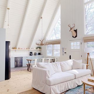 The Wilson Haus (@thewilsonhaus) • Instagram photos and videos A-frame Interior, Kids Nook, White Cabin, Cabin Renovation, Tiny House Village, A Frame Cabins, A Frame House Plans, Cabin Interiors, A Frame Cabin