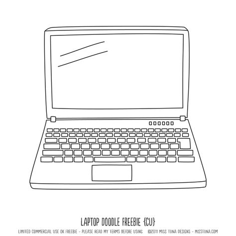 LAPTOP DOODLE FREEBIE! by Miss Tiina Laptop Sketch, Laptop Doodle, Laptop Drawing, Laptop Tips, Chrome Book, Computer Drawing, Computer Board, Check Email, Printables Freebies