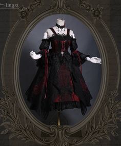 Lingxi -Odile- Lolita Sleeves Gothic Mode, Vampire Clothes, Lolita Outfits, Old Fashion Dresses, Gothic Dress, Fantasy Dress, Gothic Outfits, Goth Outfits, Cosplay Outfits