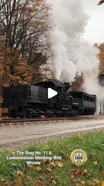 Todd Powell on Instagram: "Cass Scenic Railroad Shay No. 11 & the Lunkenheimer Mocking-Bird Whistle    📹 credit:  @_mr.yates (Instagram for more clips and pics)    The Shay No. 11 was built in 1923 for the Hutchinson Lumber Co.’s Oroville (Butte County) Calif. mill operation as No. 3. After restoration by Cass Scenic Railroad, it took its first excursion trial on September 17, 1999.    About The Shay Locomotive    The Shay locomotive, a geared steam locomotive, was developed in North America based on patents by Ephraim Shay. This type of locomotive was particularly effective in logging, mining, and industrial operations due to its ability to navigate steep grades and poor-quality tracks. The design initiated by Ephraim Shay evolved over the years, but all Shay locomotives share a common l Shay Locomotives, Bird Whistle, Mocking Bird, Mocking Birds, Scenic Railroads, Trainspotting, September 17, Steam Locomotive, Train Travel