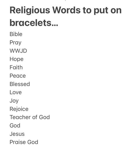 Christian Words To Put On Bracelets, Christian Bead Bracelets Diy, Christian Beaded Bracelets Words, Faith Bracelet Diy, Diy Christian Jewelry, Christian Crafts For Teens, Bracelet Word Ideas, Christian Bracelet Ideas, Wwjd Bracelet