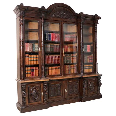 Elizabethan Furniture - 69 For Sale at 1stDibs | elizabethan furniture for sale, elizabethan chair, elizabethan style furniture Victorian Bookshelf, Victorian Shelves, Queen Guinevere, Victorian Bookcases, Victorian Castle, Sir Lancelot, Panelled Doors, Victorian Manor, Breakfront Bookcase