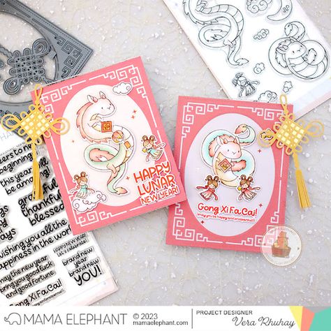 STAMP HIGHLIGHT : Me and My Legend - Mama Elephant New Year Sentiments, Highlight Me, Mama Elephant Stamps, Jar Of Hearts, Chinese Element, Lion Dance, Mama Elephant, Thankful And Blessed, Card Making Inspiration