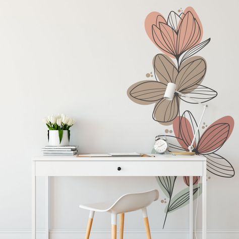 Boho Designs Art, Boho Wall Paint, Apartamento Boho Chic, Paintings For Wall Decor, Diy Wall Mural, Wall Murals Diy, Creative Wall Painting, Easy Acrylic Painting, Diy Wall Painting