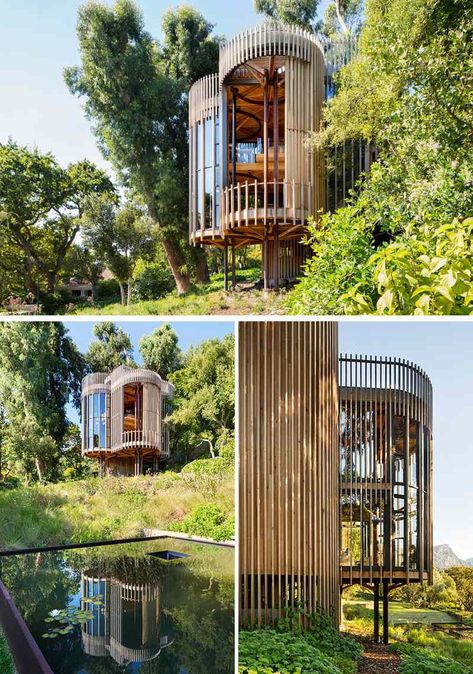 Wood & Metal Treehouse Is a Modern Gem Nestled Among the Trees Tree House Bedroom, Tree House Interior, Modern Tree House, Tree House Plans, Tree House Diy, Tree House Kids, Cool Tree Houses, Tree House Designs, Architecture Design Concept