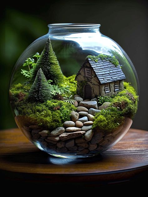 38 Fantastic Moss Terrarium Ideas You Can Have At Home Best Terrarium Plants, Terrarium Scene, Fairy Terrarium, Build A Terrarium, Diy Succulent Terrarium, Plants In Jars, Mini Zen Garden, Beautiful Terrariums, Mini Terrarium