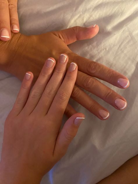 beautiful gel french tips , no extensions ,just natural nails🫧 Clear Gel French Tip, Gel French On Natural Nails, French Tips Regular Nails, Simple Gel French Tips, French Tip With Natural Nails, Gel Nails Ideas No Acrylic, French Tips Normal Nails, French Tips On Natural Nails Short, Natural Nail French Tip Gel