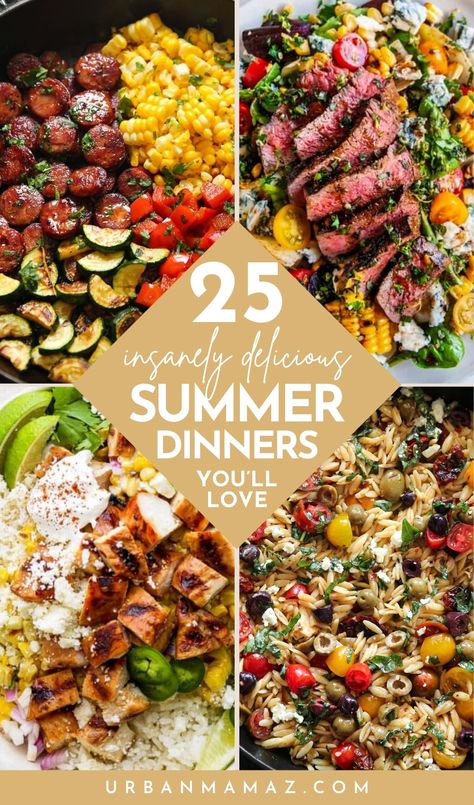 Looking for easy summer dinners that everyone will love? Check out these 25 insanely delicious summer dinners! Delicious Summer Recipes, Late Summer Dinner Recipes, Lite Summer Dinner Recipes, End Of Summer Dinner, Healthy Summer Dinner Ideas, Light Summer Dinners, Healthy Summer Dinner, Summer Dinner Ideas, Healthy Summer Dinner Recipes