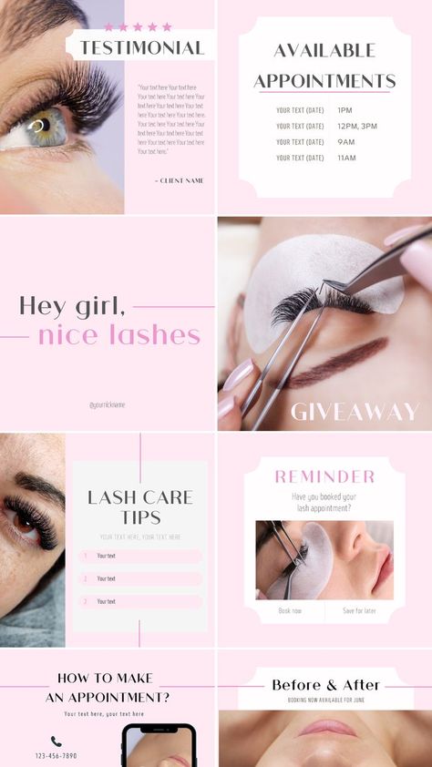 Lash Tech Instagram Posts Template, Esthetician Instagram, Lash Artist Instagram Templates, Lash Canva Templates Instagram Post, Lash Quotes Lash Tech Instagram Posts, Lash Template, Lash Post, Lash Artist Instagram, Tech Instagram Post, Lash Instagram, Lash Tech Instagram, Instagram Posts Template, Beauty Salon Marketing