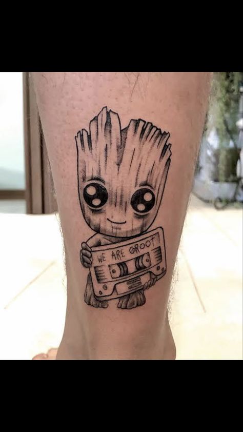 We Are Groot Tattoo, I Am Groot Tattoo, Groot Tattoo Design, Groot Tattoo Ideas, Baby Groot Tattoo, Mad Max Tattoo, Ace Tattoo One Piece, South Park Tattoo, Toothless Tattoo