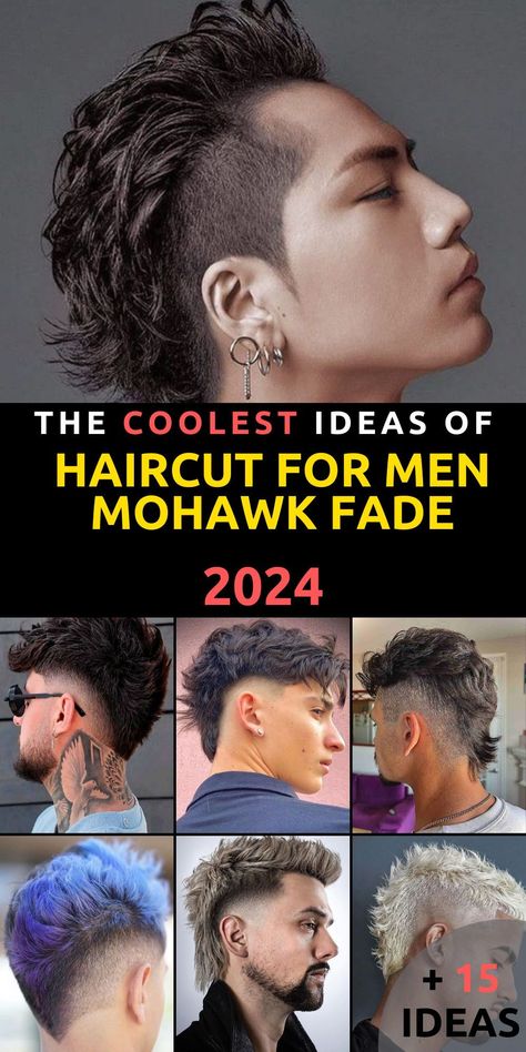 Make a bold fashion statement in 2024 with our carefully curated selection of the top 15 Mohawk fade haircuts for men. These haircuts are the epitome of edgy sophistication and are perfect for those who dare to be different. From classic taper fades to stylish mid-fades, we offer a range of options to suit your unique style. Discover the charm of the black men's curly Mohawk, explore short haircut choices, and more. Thick Mohawk Men, Mens Haircut Mohawk Fade, Asian Mohawk Men, Gen Z Haircuts Men, Mohawk Haircut Mens, Mens Long Mohawk, Mens Hairstyles Mohawk Fade, High Burst Fade Haircut, Curly Hair Mohawk Fade