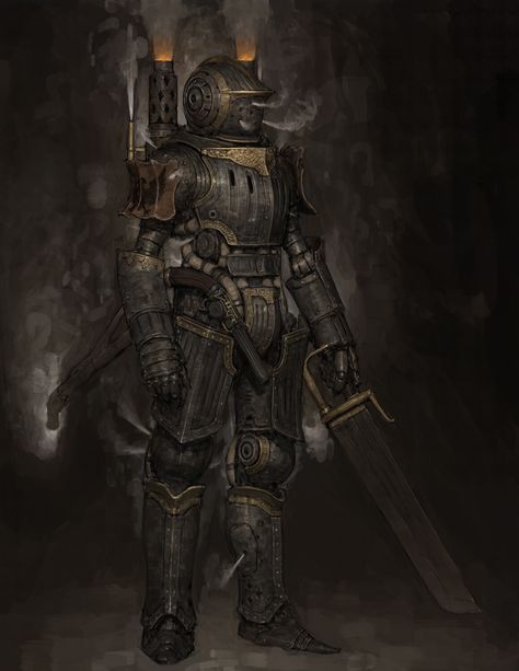 Steam Knight, Ariel Perez on ArtStation at https://www.artstation.com/artwork/xzXNLE Sludge Wargame, Ariel Perez, Medieval Steampunk, Steampunk Armor, Steampunk Characters, Steampunk Artwork, Arte Steampunk, Arte Robot, Arte Cyberpunk