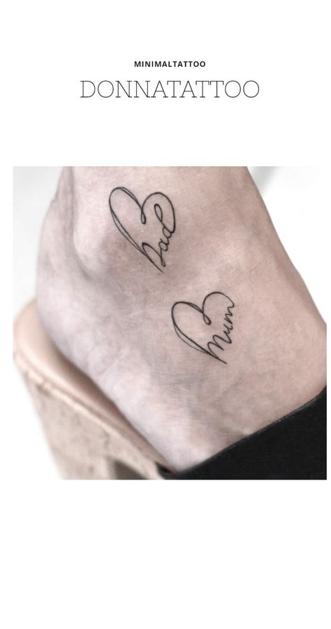 Small Mum Tattoo, Tattoos For Mum And Dad, Tattoos For Your Mum, Small Dad Tattoos, Mum Dad Tattoos, Mum And Dad Tattoos For Women, Tattoo Ideas For Mum, Mum Tattoo For Men, Mom And Dad Tattoo For Daughter