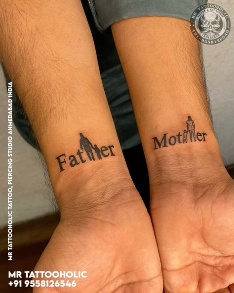 Mother Father Tattoo Design, Mom Tattoo For Men Mothers, Father Mother Tattoo, Mother And Father Tattoos, Father Tattoo Ideas For Daughter, Mum And Dad Tattoos, Dark Disney Tattoo, Geometric Wallpaper Iphone, Brother And Sister Tattoo Ideas