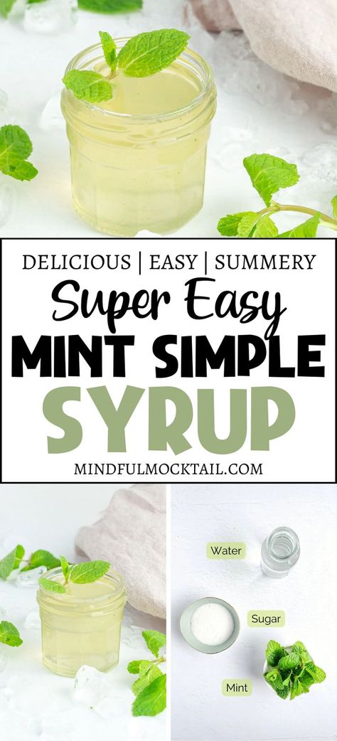 Skip store-bought because this homemade mint simple syrup recipe couldn’t be easier. With only 3 ingredients, this versatile syrup is delicious in mocktails, cocktails and more. Mint Simple Syrup Recipe, Mint Syrup Recipe, Mint Syrup, Simple Syrup Recipe, Simple Syrup Cocktails, Mint Simple Syrup, Simple Syrup Recipes, Cocktail Syrups, Homemade Syrup