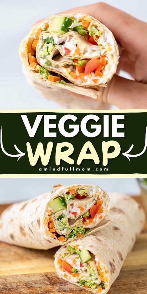 Looking for a delicious recipe for Spring lunch? This Veggie Wrap is made with fresh, crisp vegetables, a thick, homemade ranch spread, and sharp shredded cheese. You will enjoy eating veggies with this Spring lunch idea! Save this pin. Vegan Lunch Recipe, Vegan Bbq Sauce, Vegetarian Wraps, Dairy Free Lunch, Veggie Wrap, Copycat Chick Fil A, Gluten Free Wraps, Vegan Wraps, Veggie Wraps