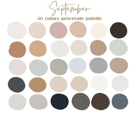 September Neutrals Procreate Color Palette / Ipad Procreate | Etsy City Procreate, Procreate Swatches, March Colors, September Colors, Procreate Palette, Procreate Color Palette, Ipad Procreate, Green Colour Palette, Color Palate