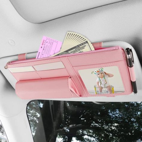 SEMBEM Car Sun Visor Organizer, Car Truck Visor Storage Pouch Holder with a Picture Frame (Pink), A Sunshade Storage Clip with Memories, Auto Car Visor Pocket and Interior Accessories Visor Organizer, Pink Car Seat, Unique Photo Frames, Clip Picture Frame, Car Interior Diy, Car Sun Visor, Car Visor, Mom Car, Cute Car Accessories